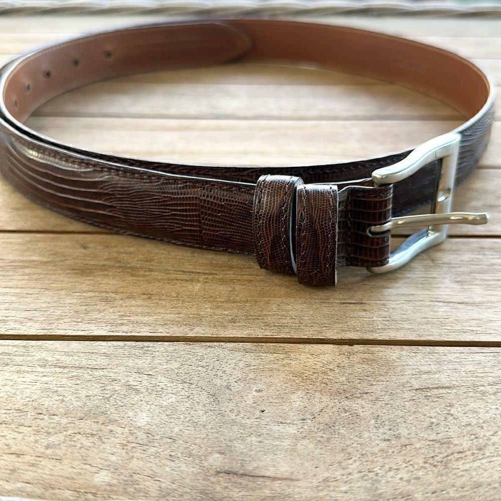 Cole Haan Genuine Leather Brown Textured Men’s Belt 42